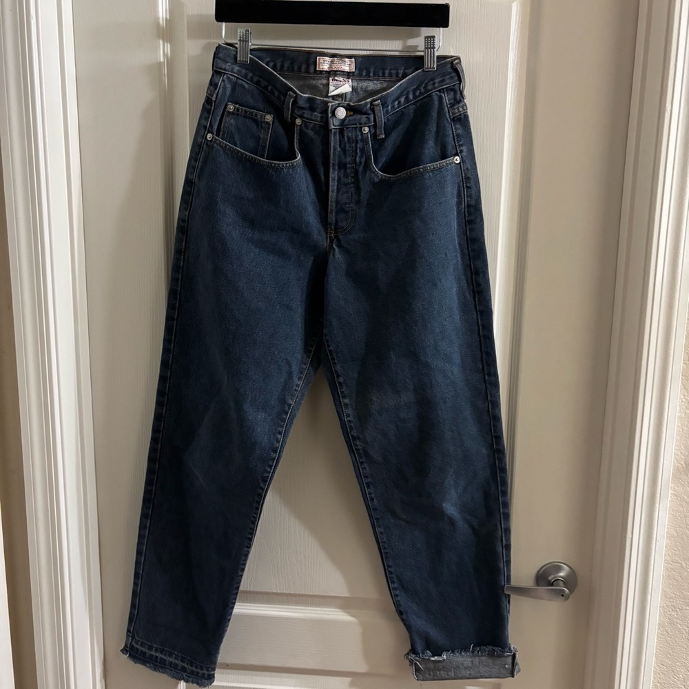 Vintage Guess Women's Blue Straight Leg Jeans